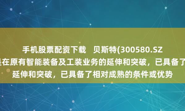 手机股票配资下载   贝斯特(300580.SZ)：布局第三梯次产业是在原有智能装备及工装业务的延伸和突破，已具备了相对成熟的条件或优势