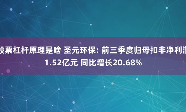 股票杠杆原理是啥 圣元环保: 前三季度归母扣非净利润1.52亿元 同比增长20.68%